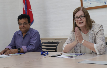 महाेत्सवबारे जानकारी दिँदै युरोपियन युनियनकी राजदूत एच इ भेरोनिका