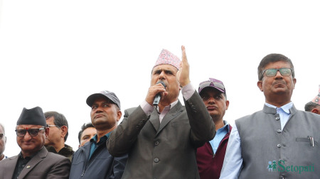 शिक्षक महासंघका अध्यक्ष लक्ष्मीकिशोर सुवेदी। तस्बिरः नेपाल न्युज एजेन्सी।