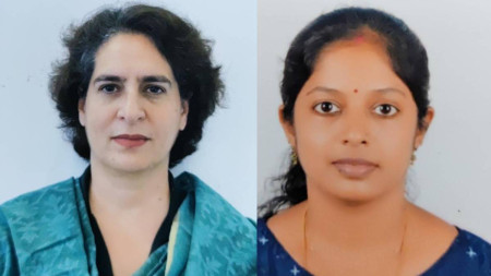 प्रियंका गान्धी र नाभ्या हरिदास।