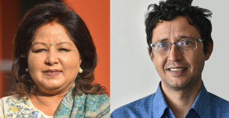 परराष्ट्र मन्त्री आरजु राणा र डा. रामेश कोइराला। फाइल तस्बिर।