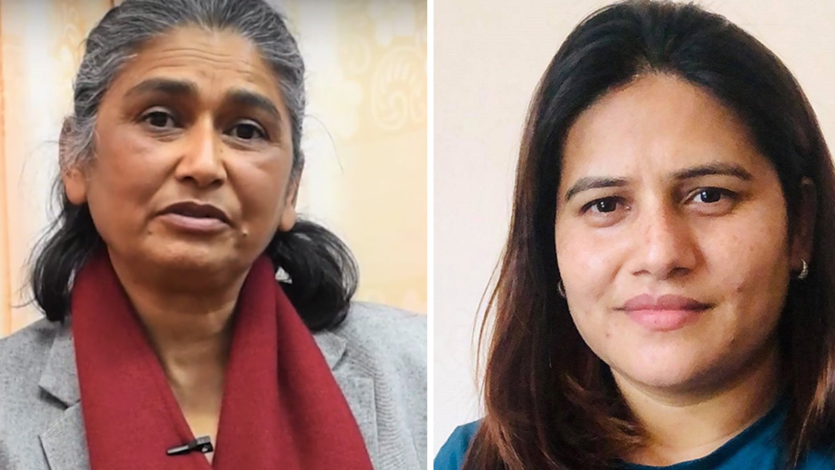 विन्दा पाण्डे (बायाँ) र उषाकिरण तिम्सेना