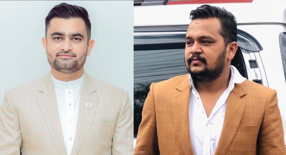 सुमन पुरी (बायाँ) र प्रकाश पौडेल।