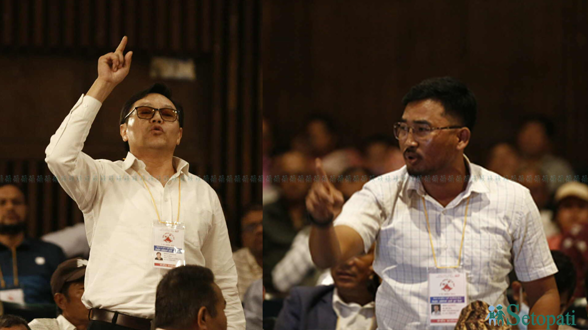 सुदन किराती र रञ्जित तामाङ। तस्बिरः नवीनबाबु गुरूङ/सेतोपाटी।