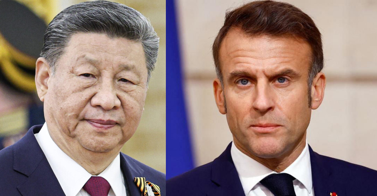 सी चिनफिङ र म्याक्रों।